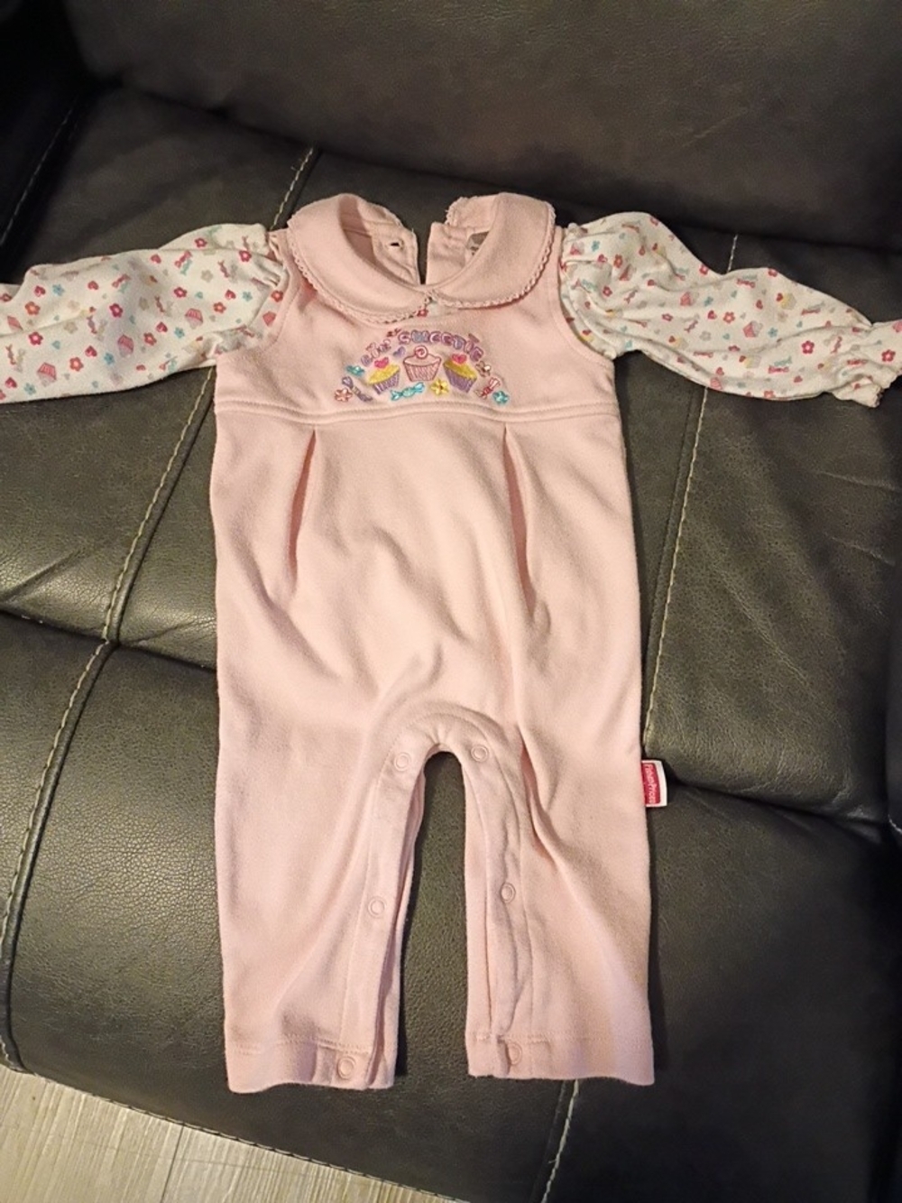 Fisher-Price Light Pink Embroidered One-Piece Bodysuit